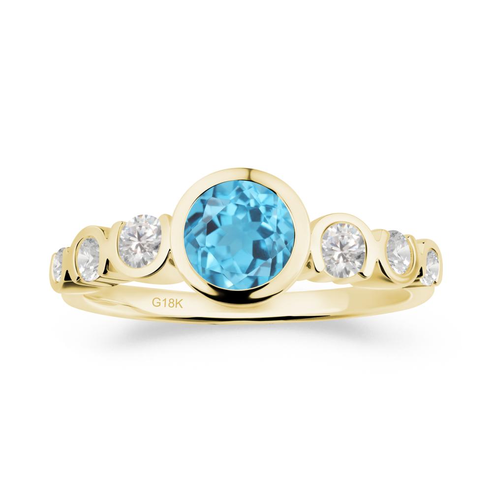 Swiss Blue Topaz Multi Stone Engagement Ring - LUO Jewelry #metal_18k yellow gold