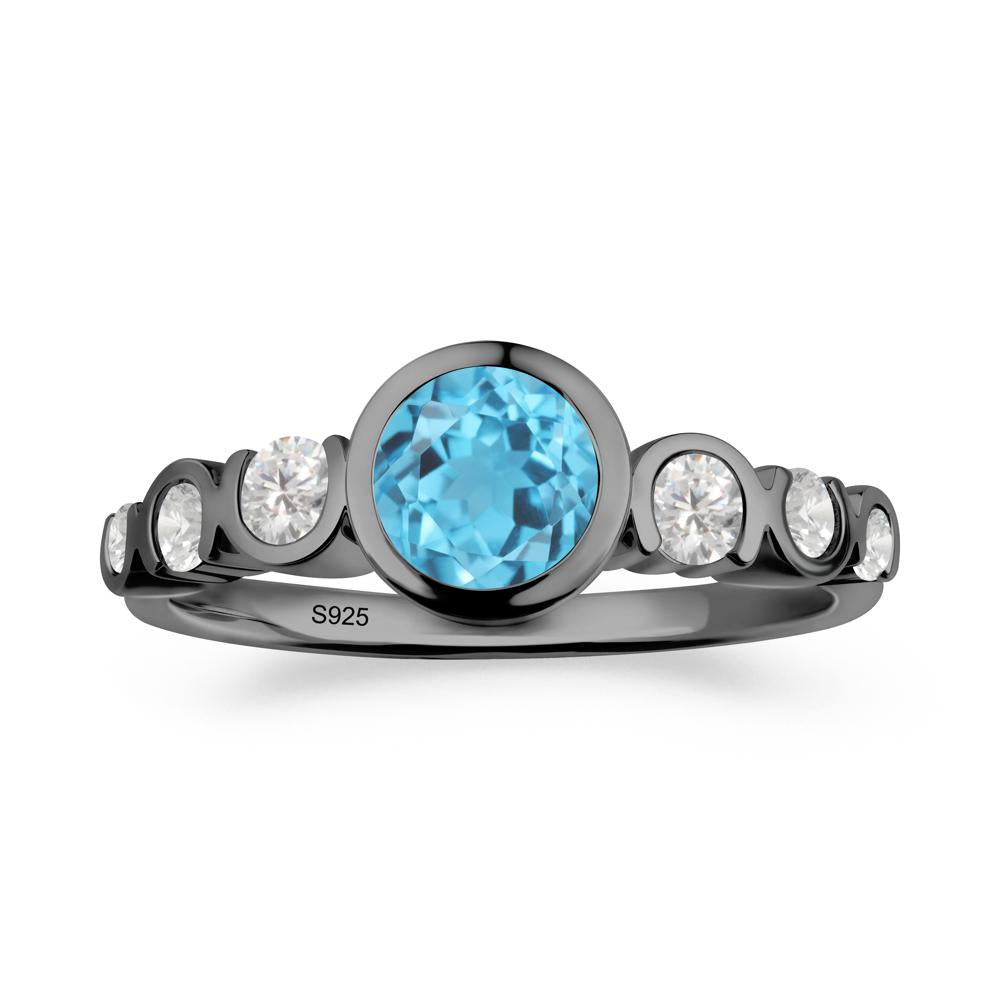 Swiss Blue Topaz Multi Stone Engagement Ring - LUO Jewelry #metal_black finish sterling silver