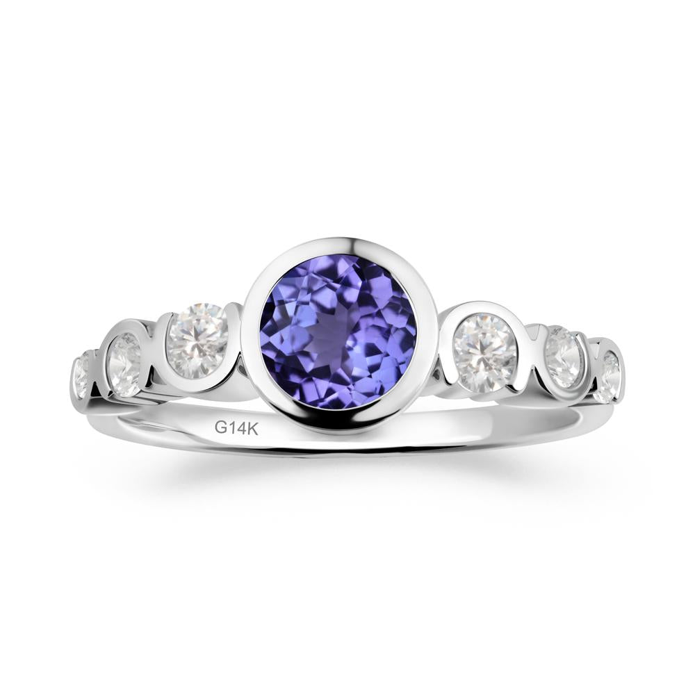Multi Round Cut Tanzanite Ring - LUO Jewelry #metal_14k white gold
