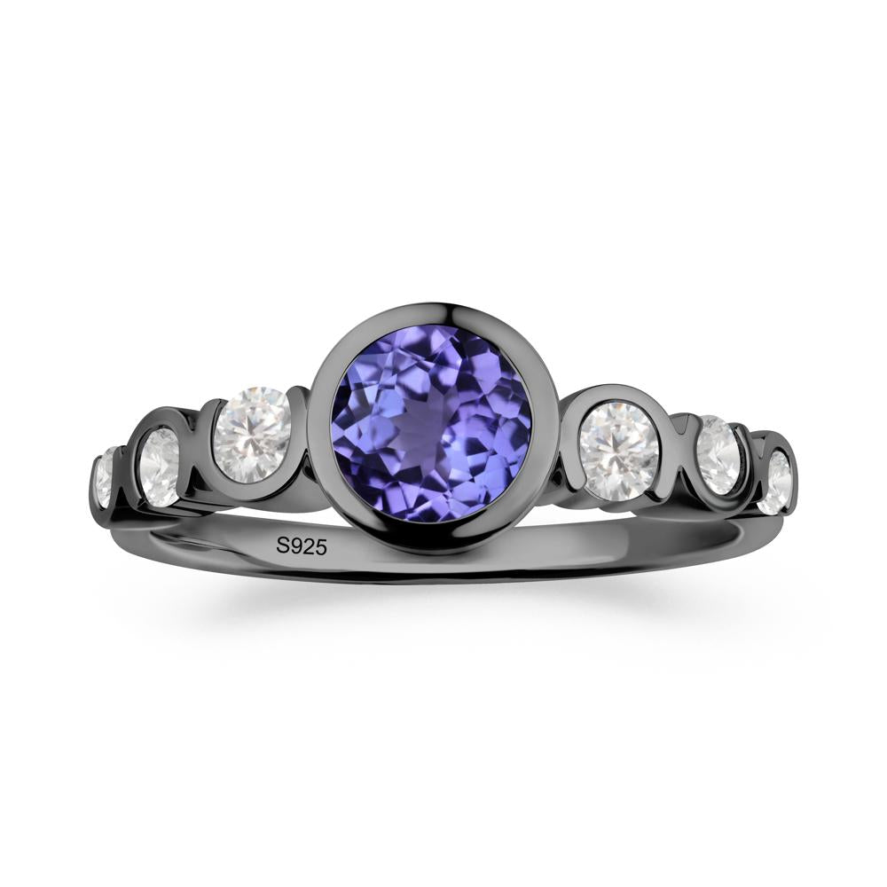 Multi Round Cut Tanzanite Ring - LUO Jewelry #metal_black finish sterling silver
