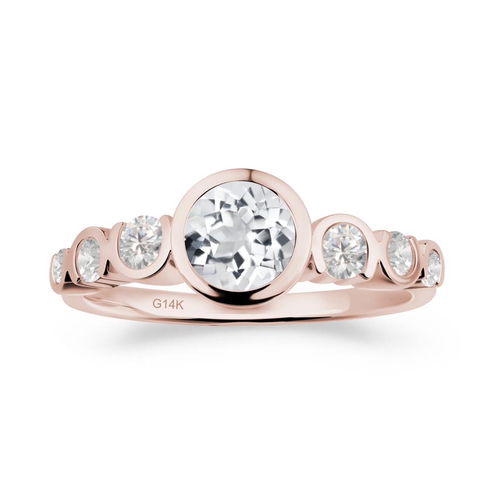 Multi Round Cut White Topaz Ring - LUO Jewelry #metal_14k rose gold