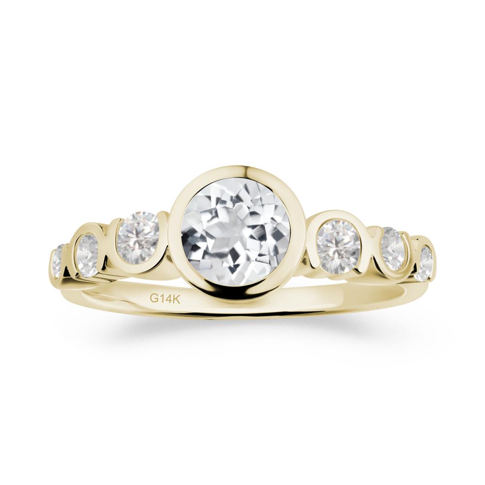 Multi Round Cut White Topaz Ring - LUO Jewelry #metal_14k yellow gold