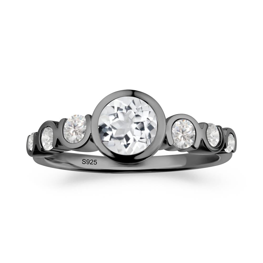 Multi Round Cut White Topaz Ring - LUO Jewelry #metal_black finish sterling silver