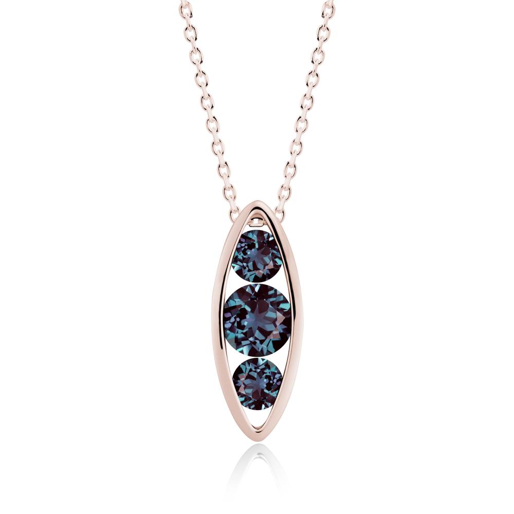 Alexandrite Three-Stone Marquise Pendant Necklace - LUO Jewelry #metal_14k rose gold