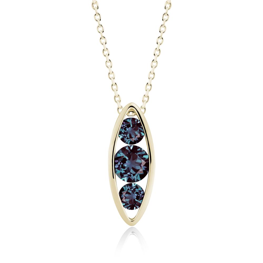 Alexandrite Three-Stone Marquise Pendant Necklace - LUO Jewelry #metal_14k yellow gold