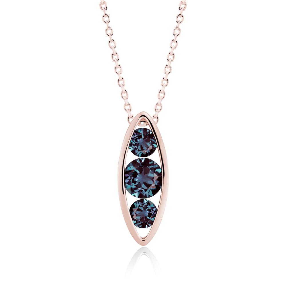 Alexandrite Three-Stone Marquise Pendant Necklace - LUO Jewelry #metal_18k rose gold
