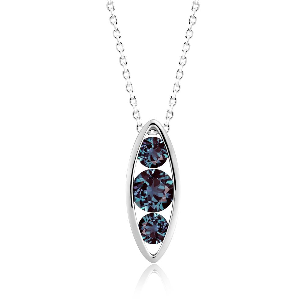 Alexandrite Three-Stone Marquise Pendant Necklace - LUO Jewelry #metal_sterling silver