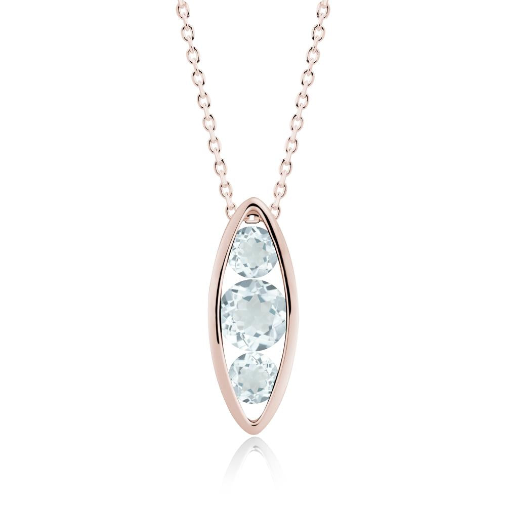 Aquamarine Three-Stone Marquise Pendant Necklace - LUO Jewelry #metal_14k rose gold