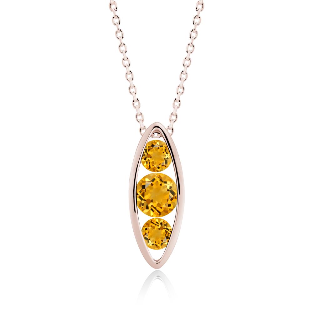 Citrine Three-Stone Marquise Pendant Necklace - LUO Jewelry #metal_14k rose gold