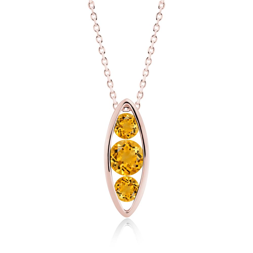 Citrine Three-Stone Marquise Pendant Necklace - LUO Jewelry #metal_18k rose gold