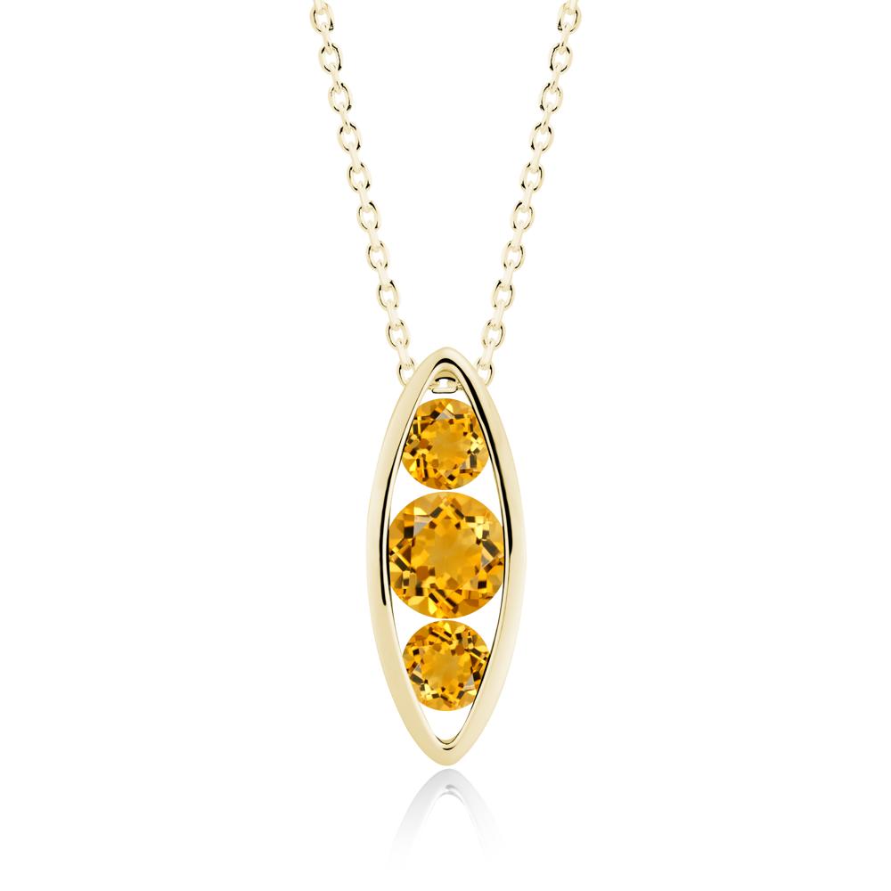 Citrine Three-Stone Marquise Pendant Necklace - LUO Jewelry #metal_18k yellow gold