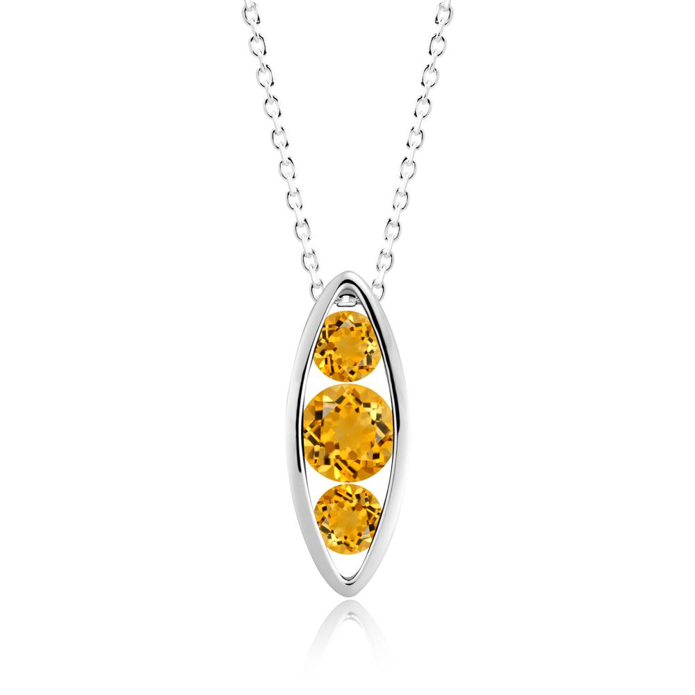 Citrine Three-Stone Marquise Pendant Necklace - LUO Jewelry #metal_sterling silver