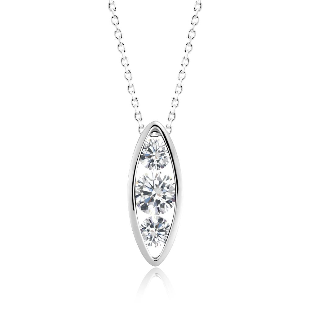Cubic Zirconia Three-Stone Marquise Pendant Necklace - LUO Jewelry #metal_sterling silver