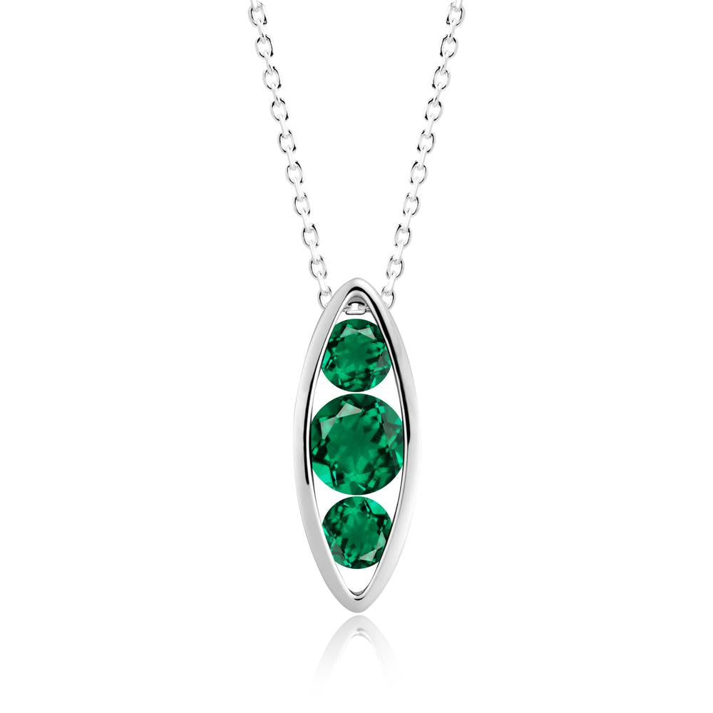 Emerald Three-Stone Marquise Pendant Necklace - LUO Jewelry #metal_sterling silver
