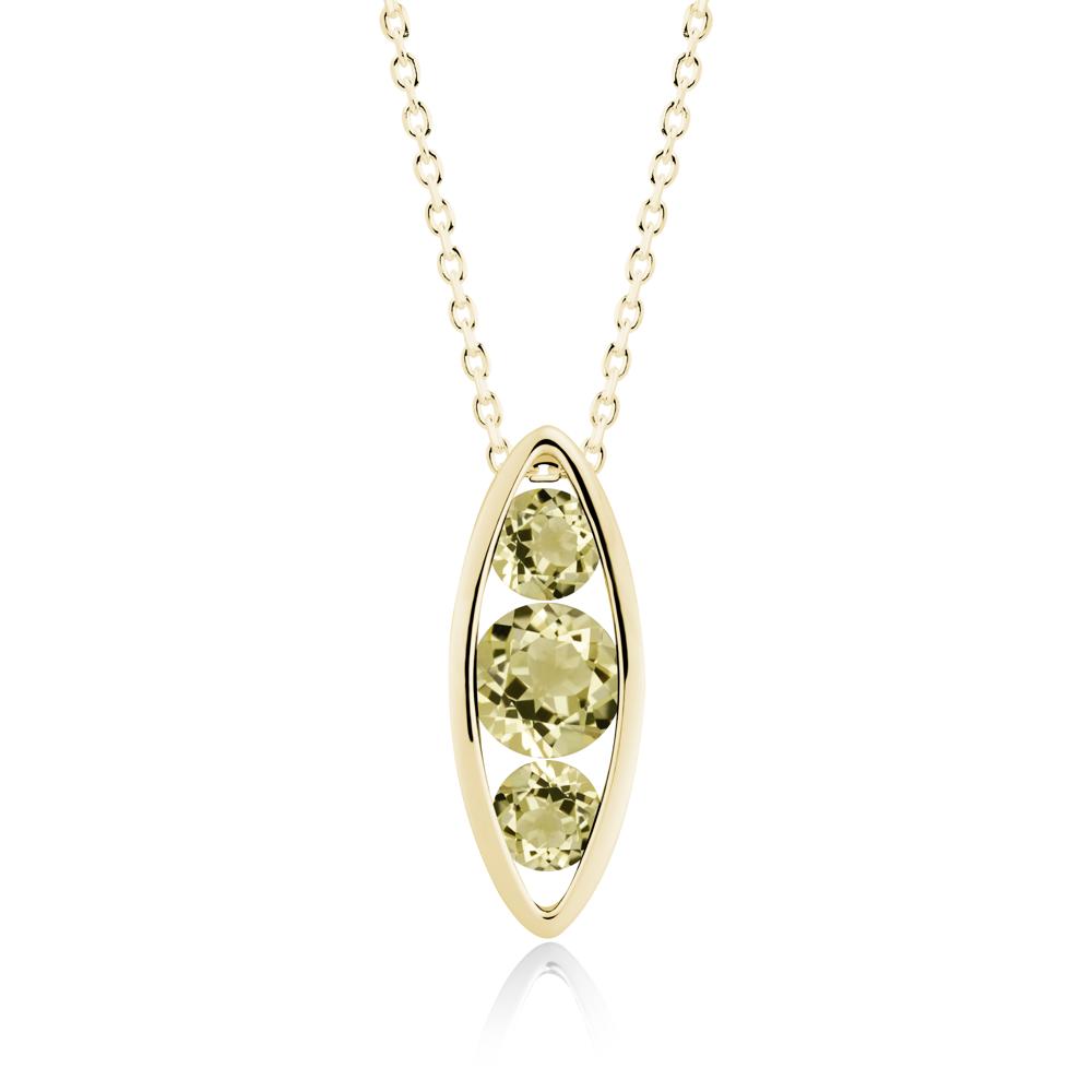 Lemon Quartz Three-Stone Marquise Pendant Necklace - LUO Jewelry #metal_18k yellow gold