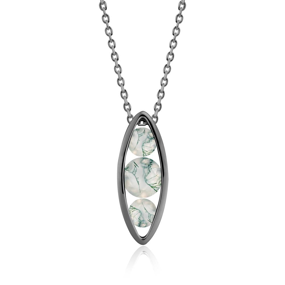 Pod Inpsired Moss Agate Necklace - LUO Jewelry #metal_black finish sterling silver