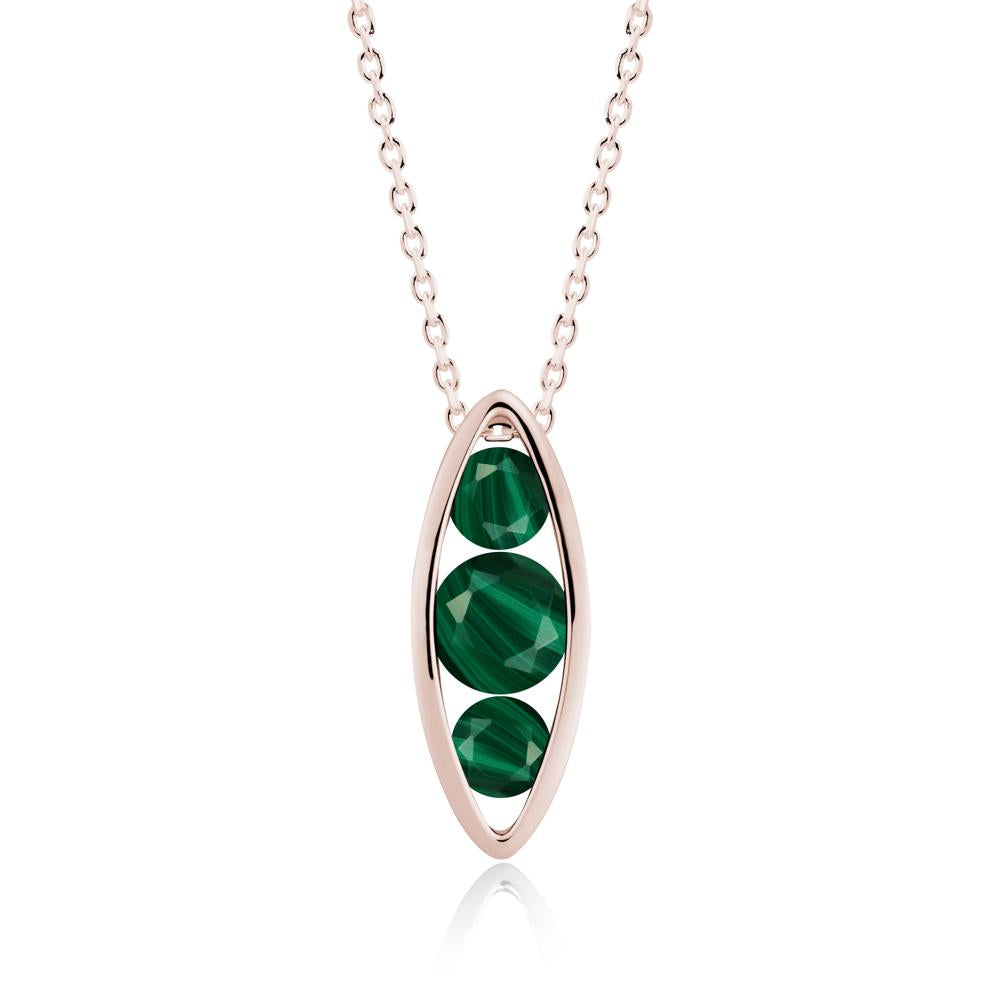 Malachite Three-Stone Marquise Pendant Necklace - LUO Jewelry #metal_14k rose gold