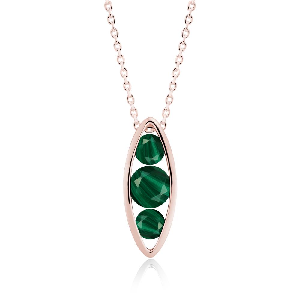 Malachite Three-Stone Marquise Pendant Necklace - LUO Jewelry #metal_18k rose gold
