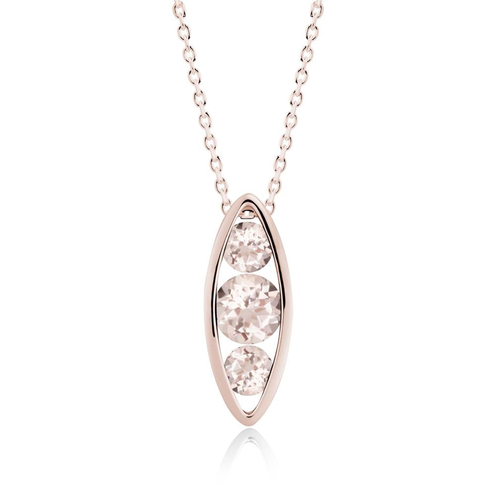Morganite Three-Stone Marquise Pendant Necklace - LUO Jewelry #metal_14k rose gold