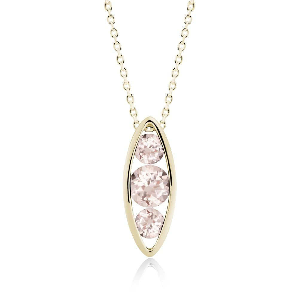 Morganite Three-Stone Marquise Pendant Necklace - LUO Jewelry #metal_14k yellow gold