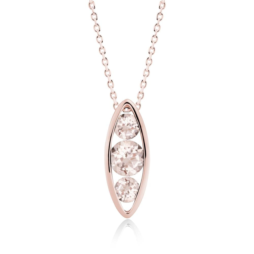 Morganite Three-Stone Marquise Pendant Necklace - LUO Jewelry #metal_18k rose gold