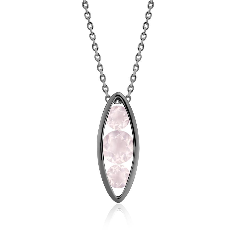 Pod Inpsired Rose Quartz Necklace - LUO Jewelry #metal_black finish sterling silver
