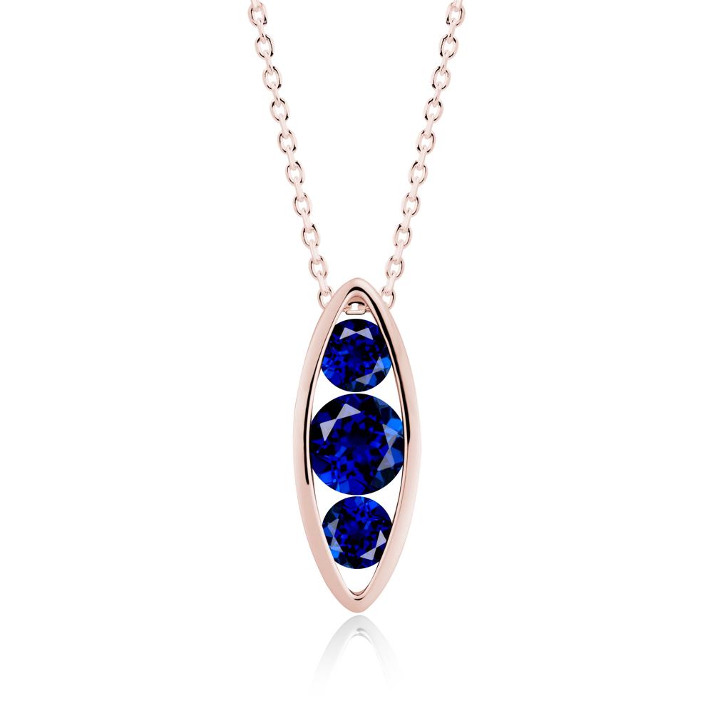 Sapphire Three-Stone Marquise Pendant Necklace - LUO Jewelry #metal_18k rose gold