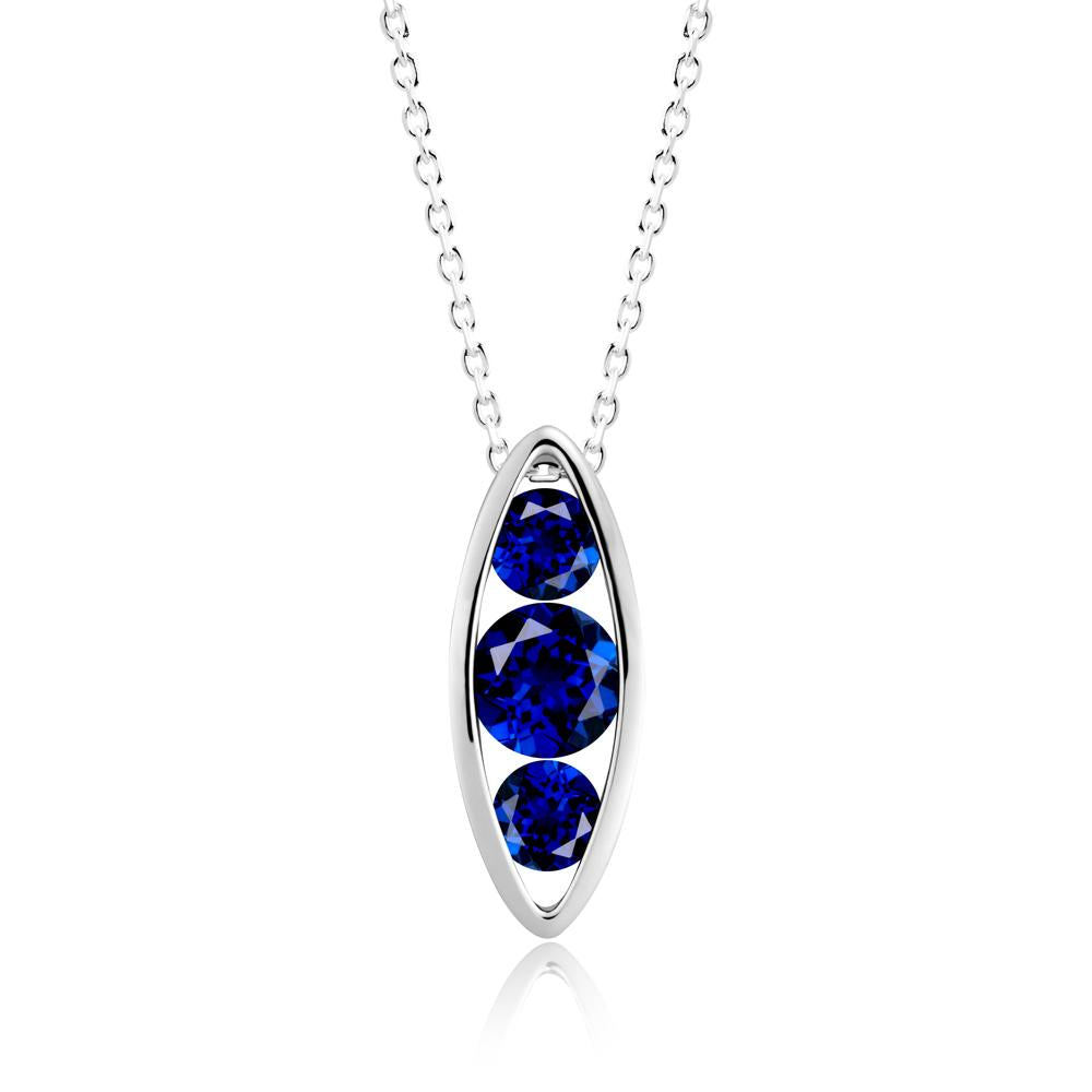 Sapphire Three-Stone Marquise Pendant Necklace - LUO Jewelry #metal_18k white gold