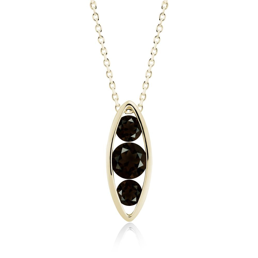Smoky Quartz Three-Stone Marquise Pendant Necklace - LUO Jewelry #metal_14k yellow gold