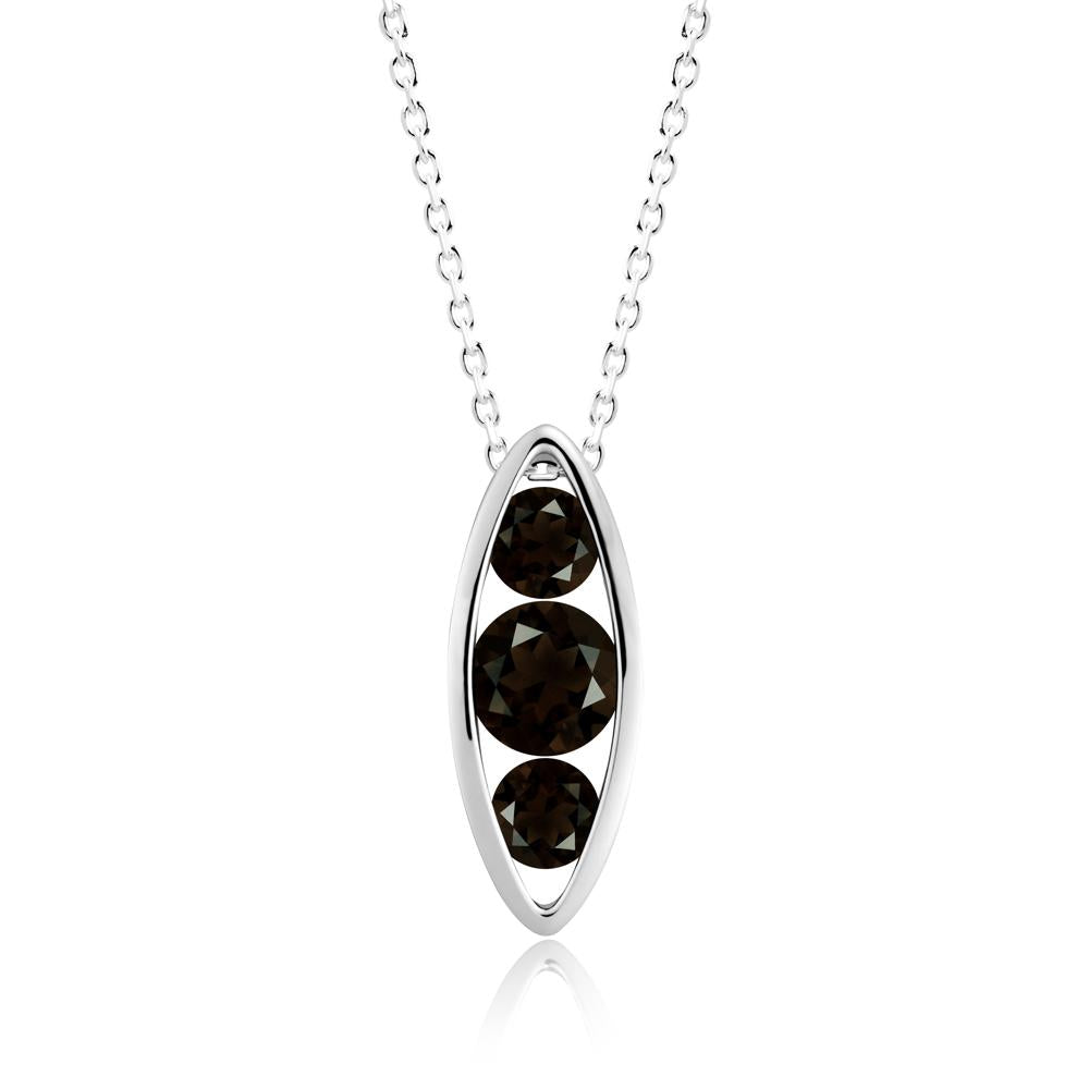 Smoky Quartz Three-Stone Marquise Pendant Necklace - LUO Jewelry #metal_sterling silver