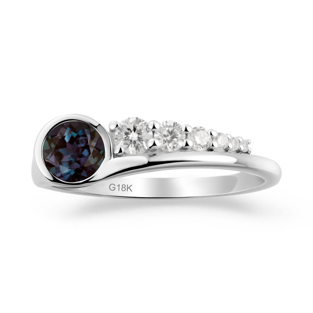 Six-Stone Graduated Bezel Alexandrite Ring - LUO Jewelry #metal_18k white gold