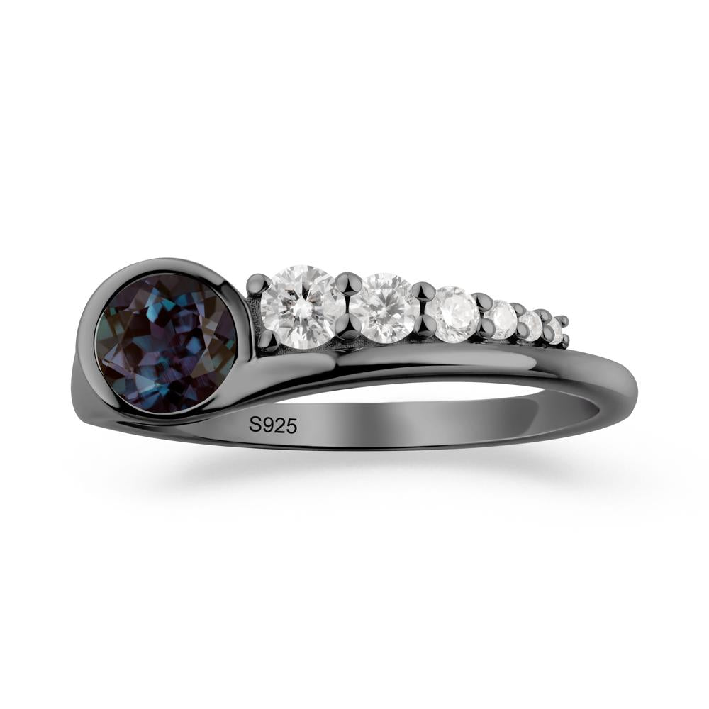 Six-Stone Graduated Bezel Alexandrite Ring - LUO Jewelry #metal_black finish sterling silver