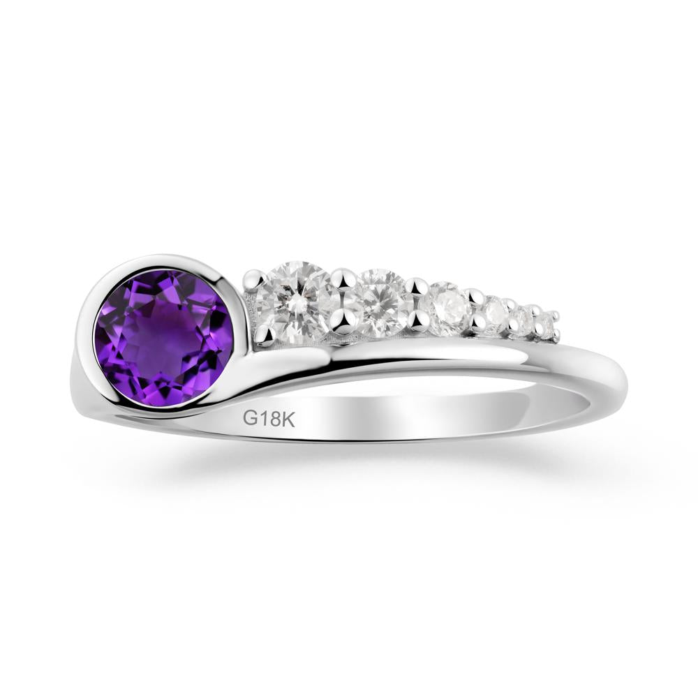 Six-Stone Graduated Bezel Amethyst Ring - LUO Jewelry #metal_18k white gold