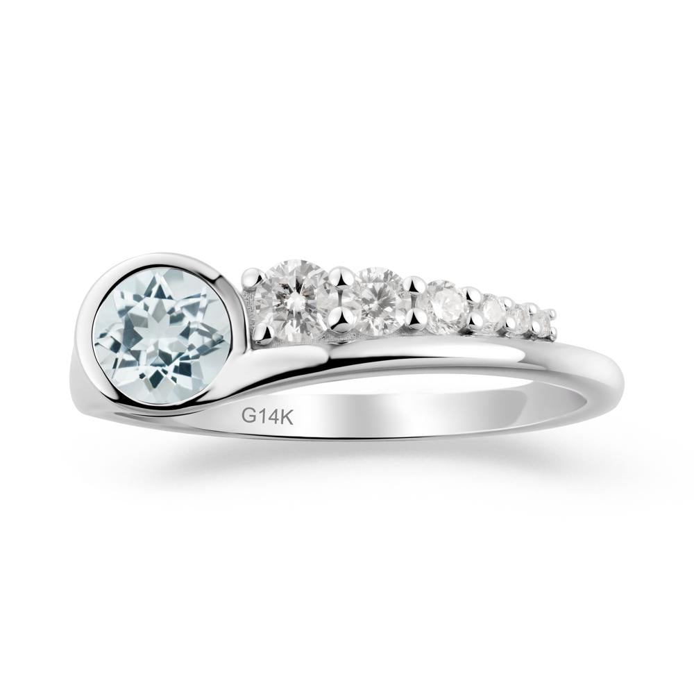 Round Aquamarine Graduated Bubble Ring - LUO Jewelry #metal_14k white gold