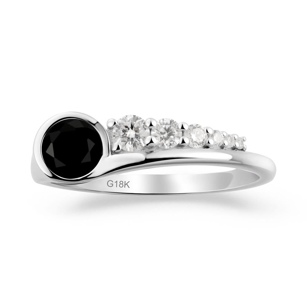Round Black Spinel Graduated Bubble Ring - LUO Jewelry #metal_18k white gold