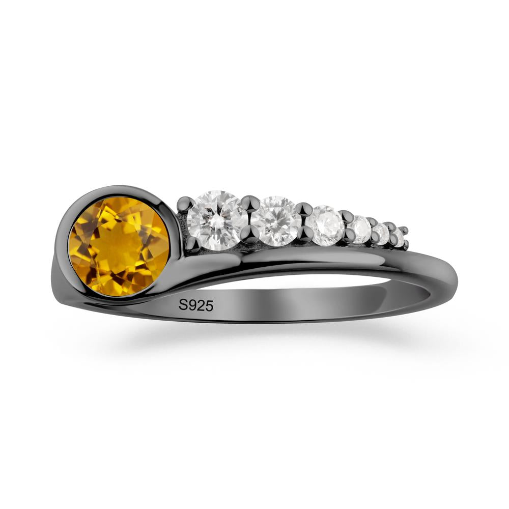 Six-Stone Graduated Bezel Citrine Ring - LUO Jewelry #metal_black finish sterling silver