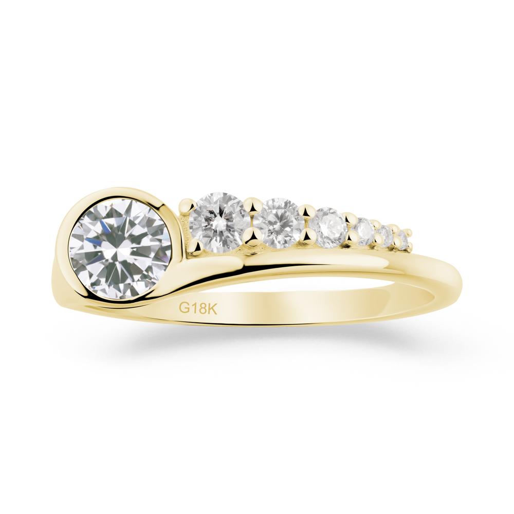 Six-Stone Graduated Bezel Cubic Zirconia Ring - LUO Jewelry #metal_18k yellow gold