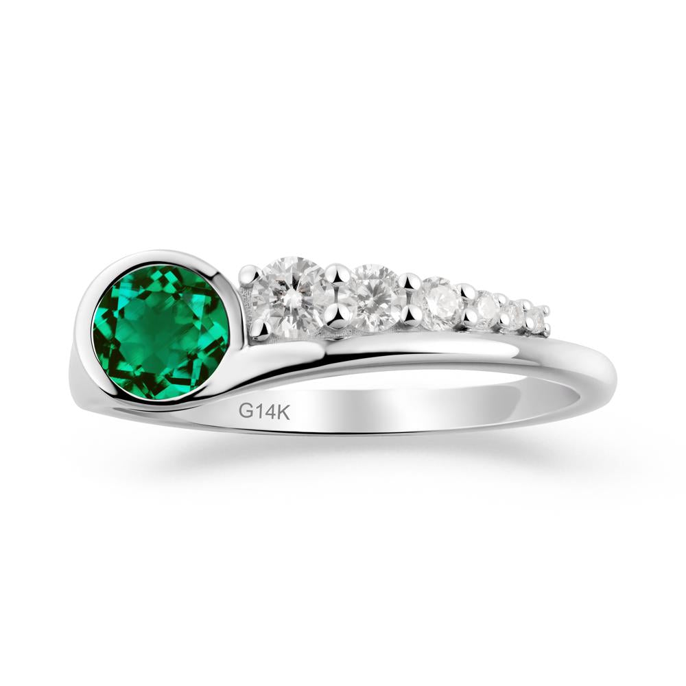 Round Emerald Graduated Bubble Ring - LUO Jewelry #metal_14k white gold