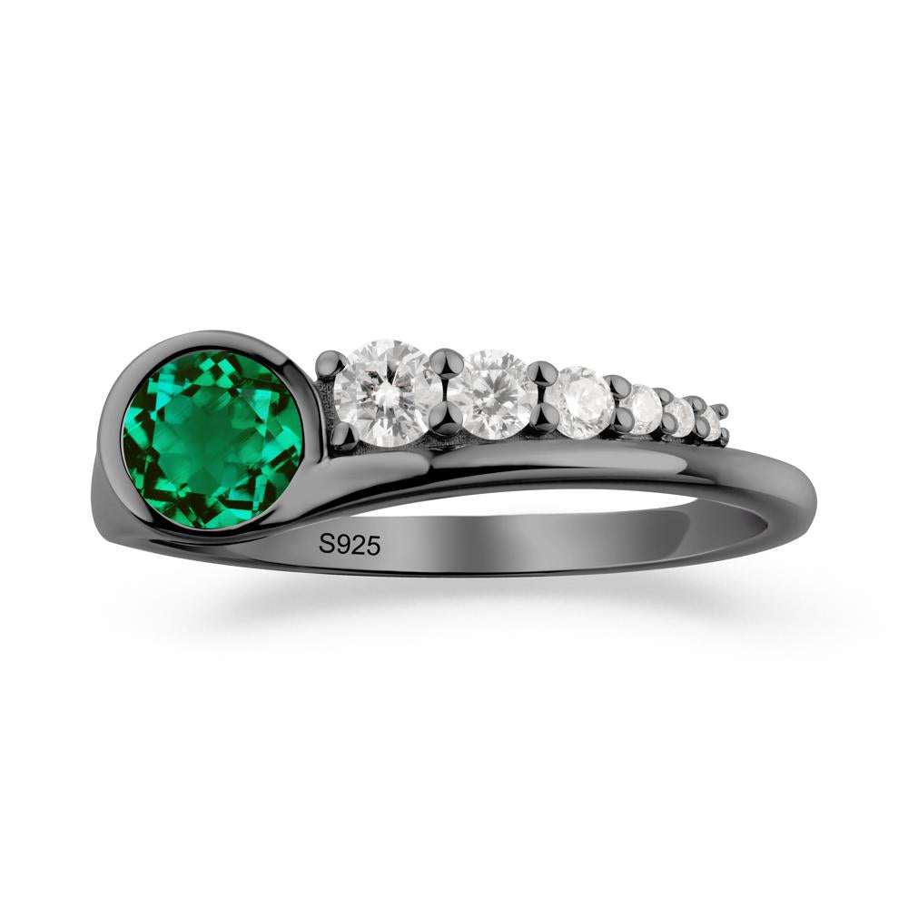 Round Emerald Graduated Bubble Ring - LUO Jewelry #metal_black finish sterling silver