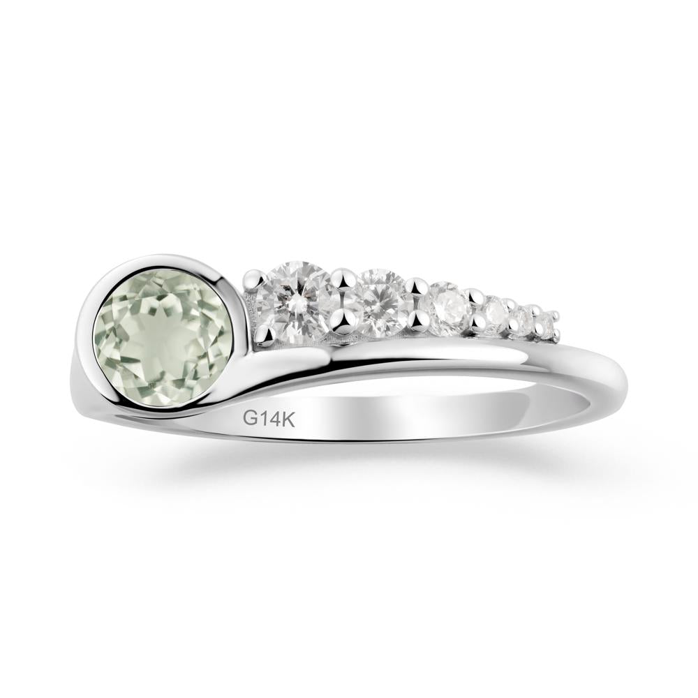 Six-Stone Graduated Bezel Green Amethyst Ring - LUO Jewelry #metal_14k white gold