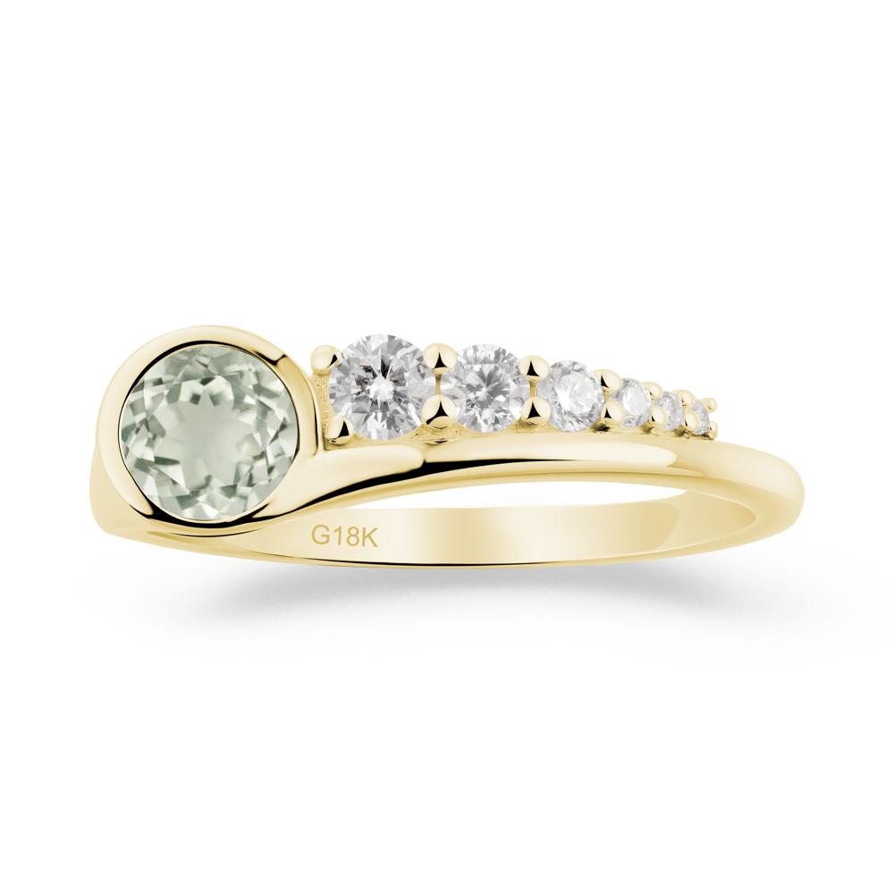 Six-Stone Graduated Bezel Green Amethyst Ring - LUO Jewelry #metal_18k yellow gold
