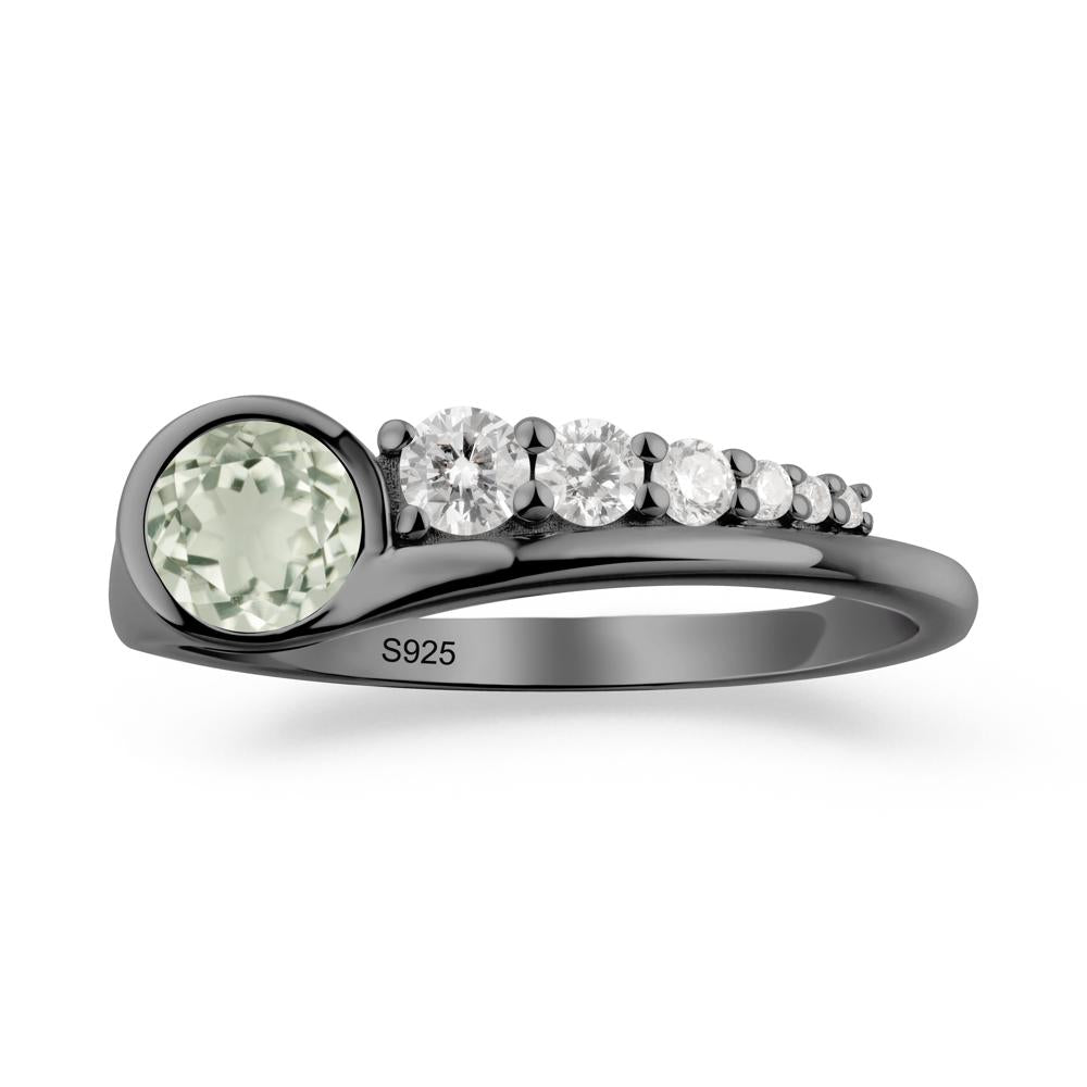Six-Stone Graduated Bezel Green Amethyst Ring - LUO Jewelry #metal_black finish sterling silver