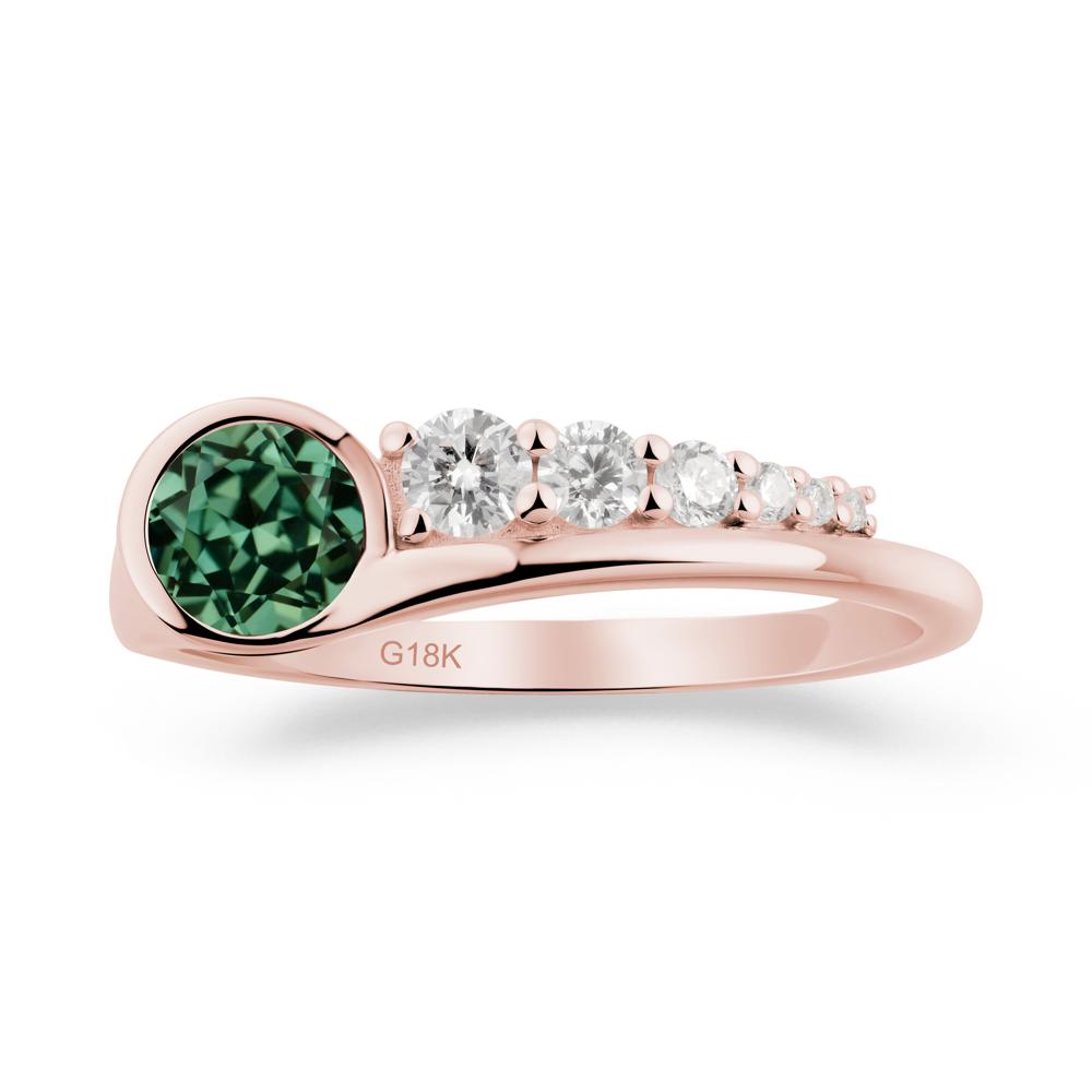 Six-Stone Graduated Bezel Green Sapphire Ring - LUO Jewelry #metal_18k rose gold