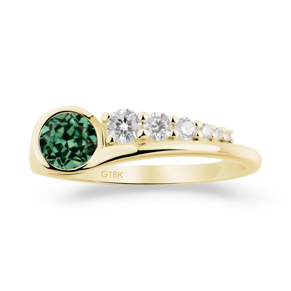 Six-Stone Graduated Bezel Green Sapphire Ring - LUO Jewelry #metal_18k yellow gold