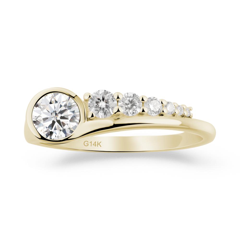 Six-Stone Graduated Bezel Moissanite Ring - LUO Jewelry #metal_14k yellow gold
