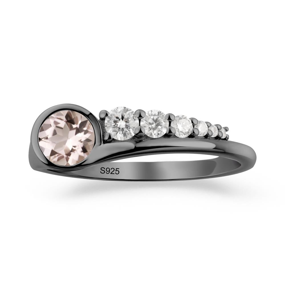 Six-Stone Graduated Bezel Morganite Ring - LUO Jewelry #metal_black finish sterling silver