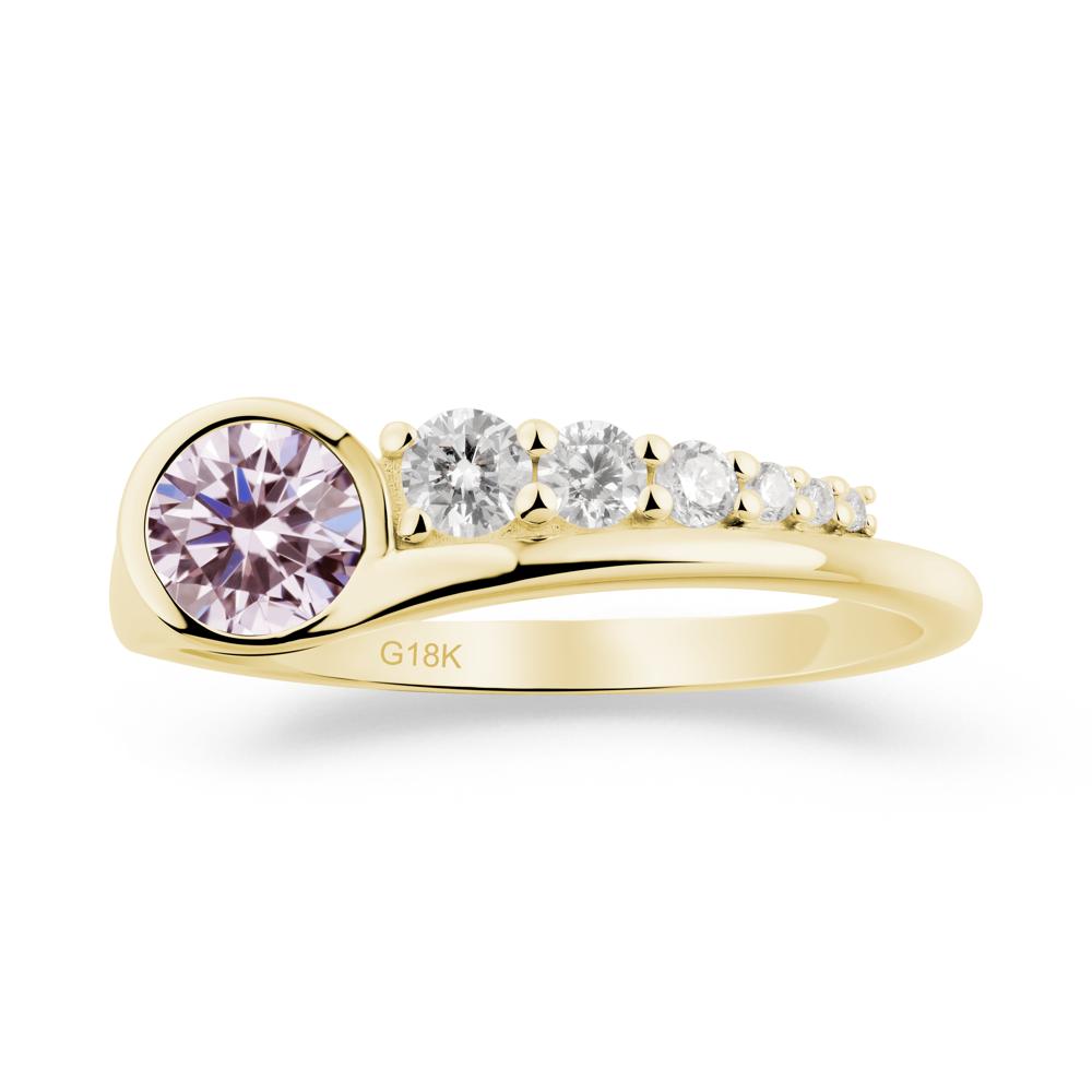Six-Stone Graduated Bezel Pink Cubic Zirconia Ring - LUO Jewelry #metal_18k yellow gold