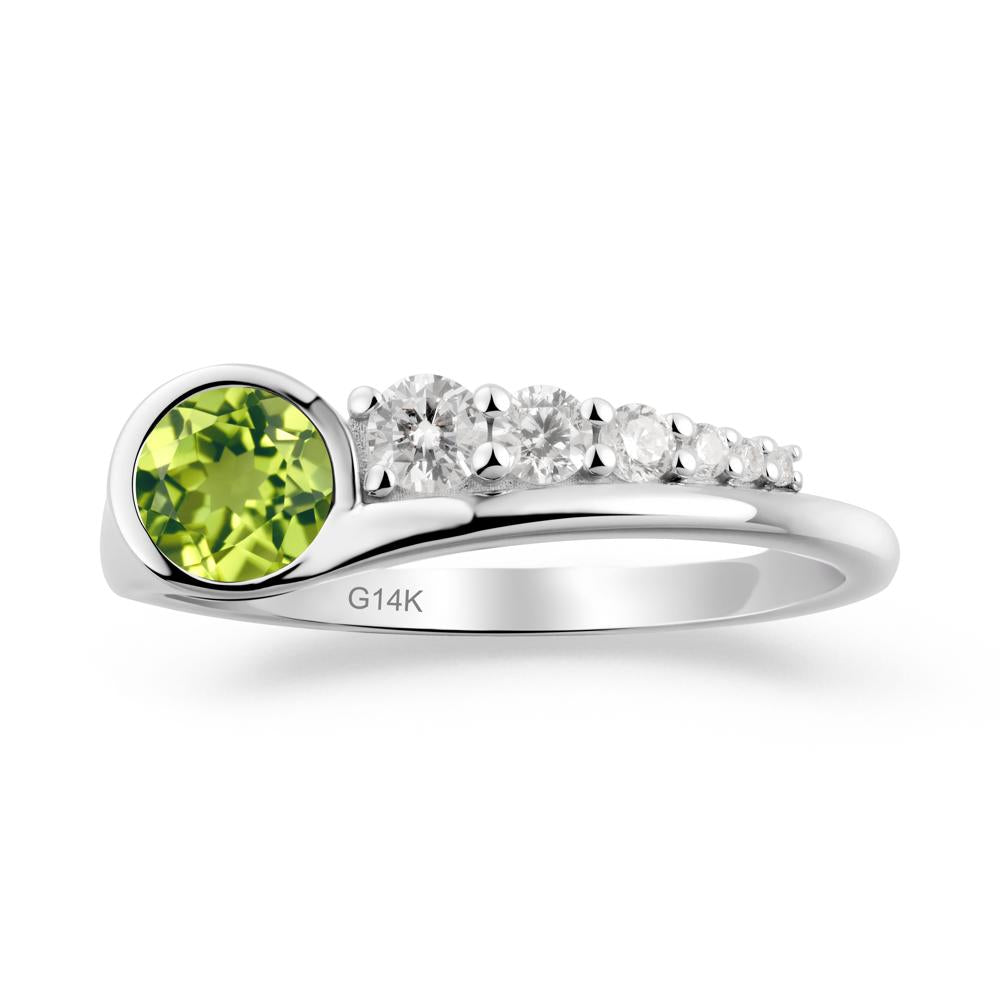 Round Peridot Graduated Bubble Ring - LUO Jewelry #metal_14k white gold