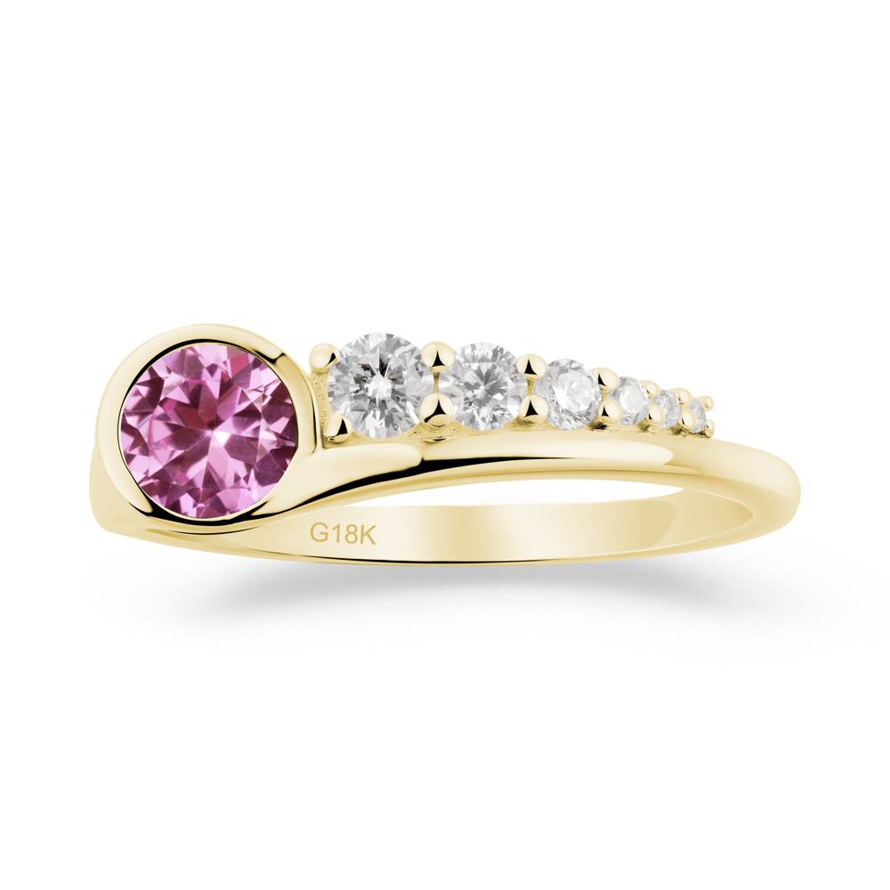 Round Pink Sapphire Graduated Bubble Ring - LUO Jewelry #metal_18k yellow gold