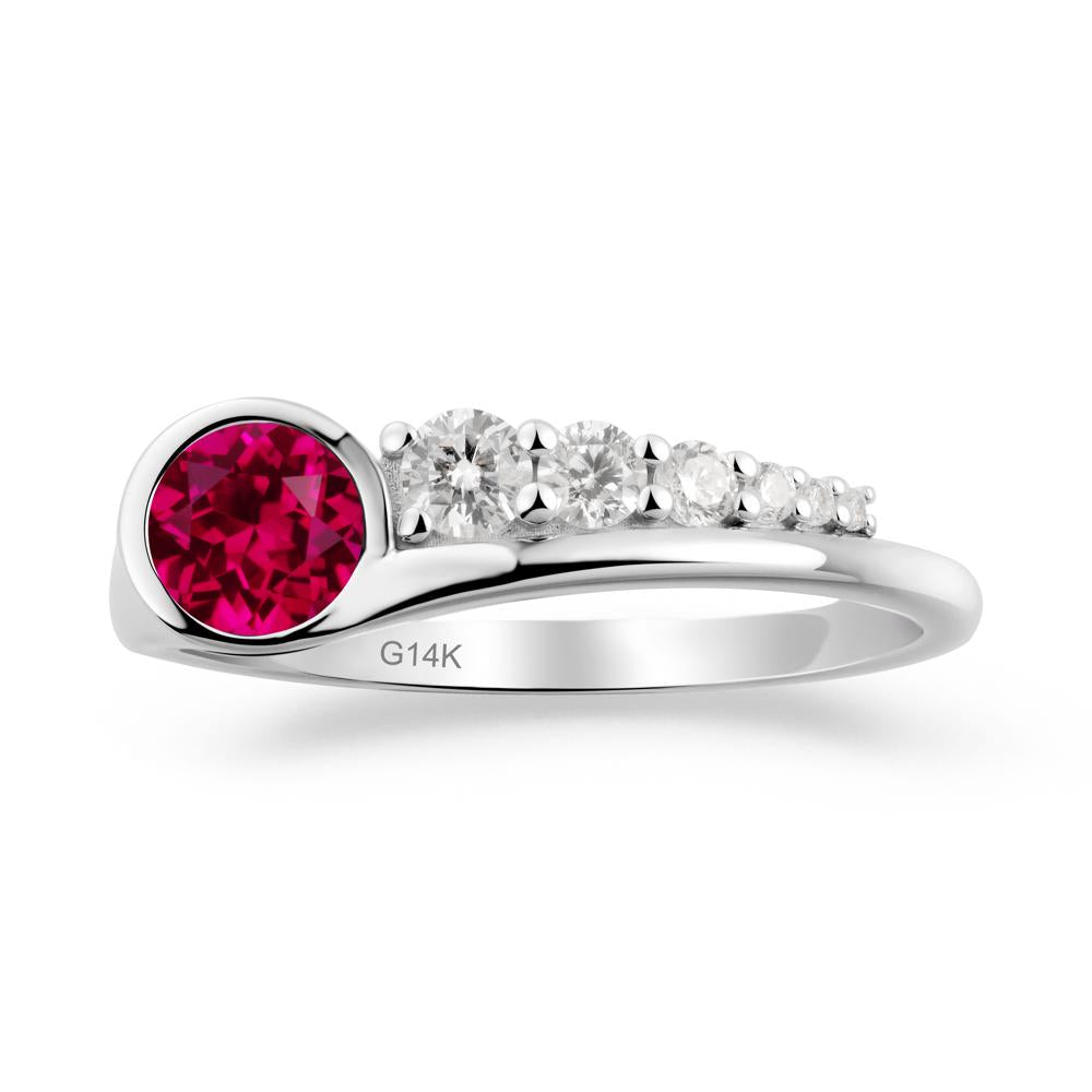 Round Ruby Graduated Bubble Ring - LUO Jewelry #metal_14k white gold